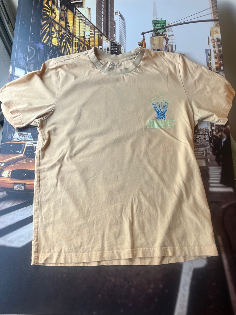 Adidas Yellow T-shirt with Basketball Graphic - Size M